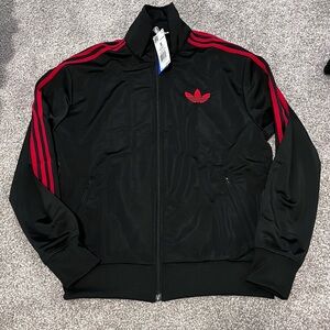 Adidas Black Jacket with Red Stripes
